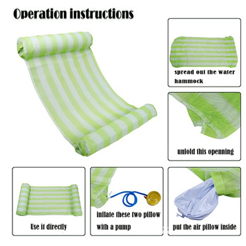 Online Yaz şişme Su Hamak Taşınabilir Yüzen Satır Havuzu Hava Minder Plaj Yatağı Yüzme Uyku Yastık Yatak Sandalye