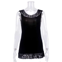 3 color summer sexy lace tops women large o neck bottoming cotton basic tanks elastic top