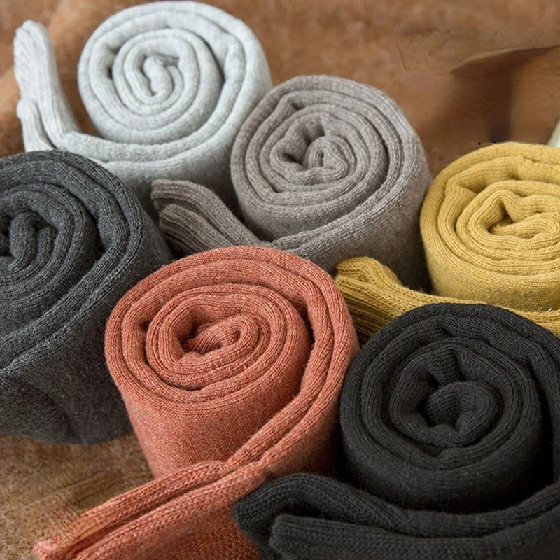 

Popular Candy Color Warm Middle Tube Calf Socks Autumn Pure Cotton Thick Women's Stockings Soft Comfortable Knee-length Socks