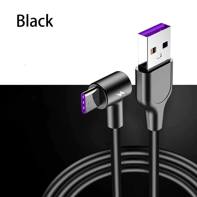 

5A USB Type C Cable Super Fast Charging For Samsung Huawei P30 Xiaomi mi 10 USBC 90 Degree Supercharge Cable Type-C Cabo
