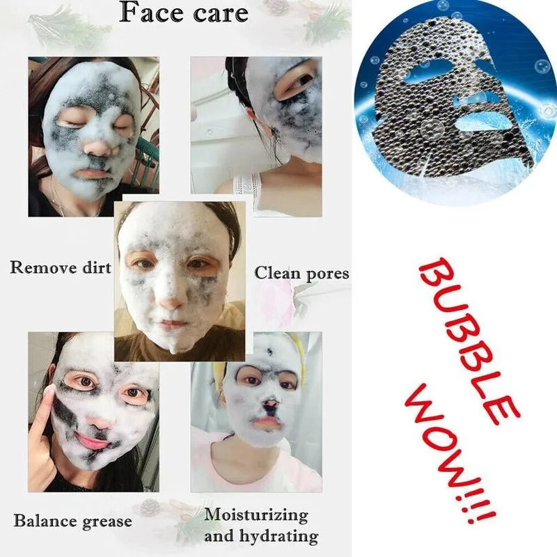 

1pc Bubble Mask Amino Acid Black Bamboo Charcoal Foam Face Moisturizing Whitening Anti Aging Oil Control Masks Skin Care
