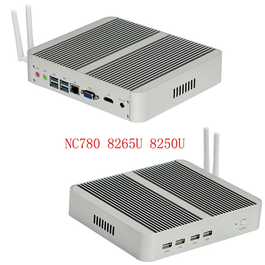 Безвентиляторный мини компьютер Intel i7 8565U/6567U i5 8265U/7260U 2 * DDR4 Msata + M.2 PCIE ПК Windows 10 HTPC Nuc