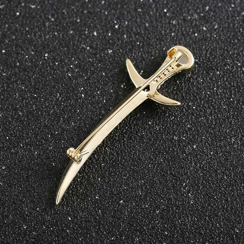 Korean fashion high-quality zircon metal post dagger plug-in paper clip brooch ladies men's collar pin accessories | Украшения и