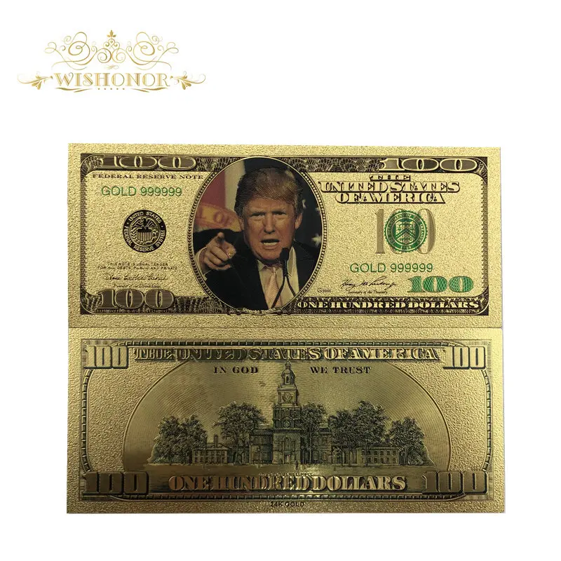 10 шт./партия цветные банкноты на 2020 год 100 доллара США позолоченные бумажные для