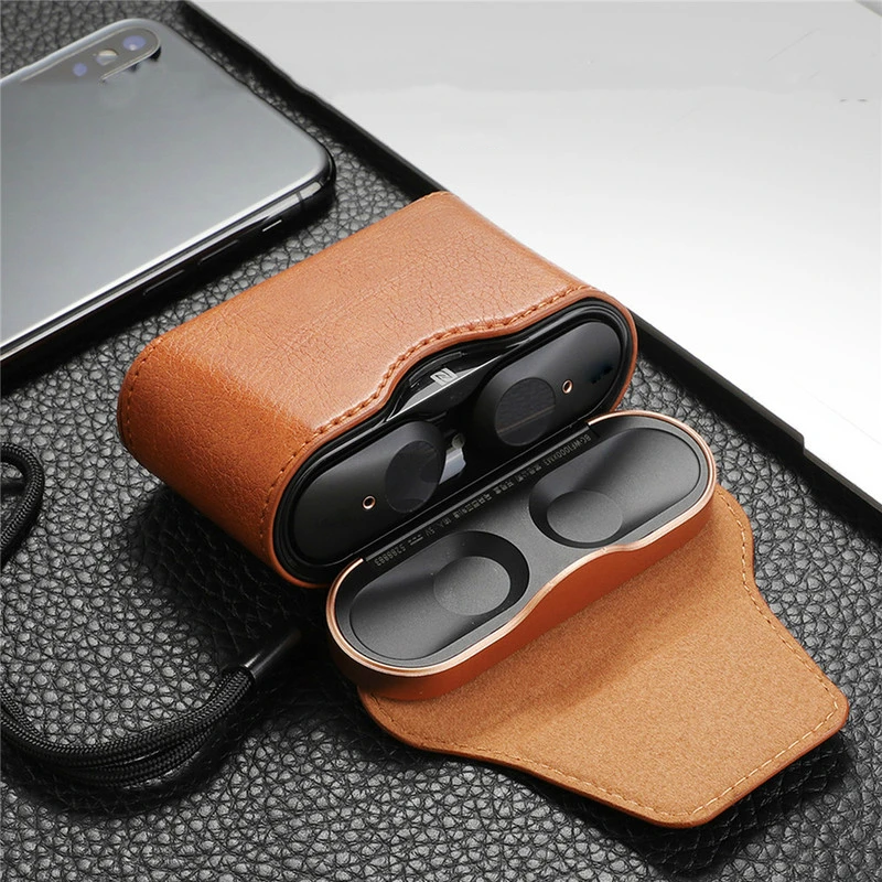 Кожаный защитный чехол для наушников Sony WF 1000XM3 беспроводная гарнитура с полным