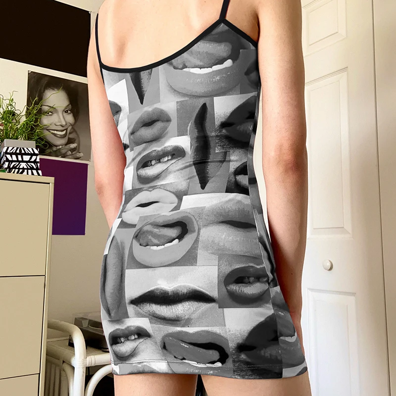

Sexy Harajuku Print Y2K Bodycon Sundresses Women Techwear Fashion Aesthetic 90s Mini Dress Cute Clubwear Outfits Cuteandpsycho