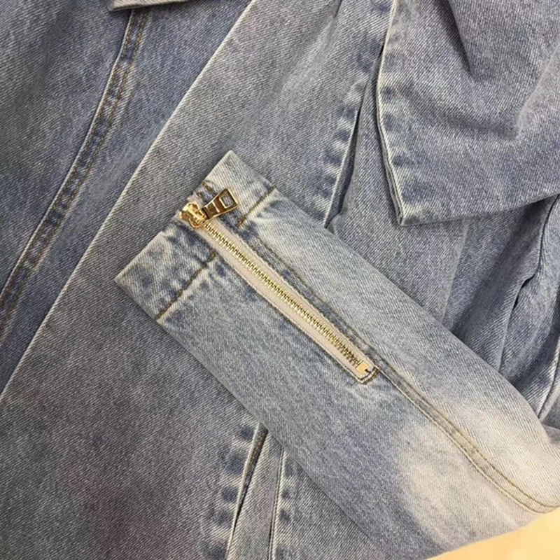 

Vintage Bowknot Denim Shirts Women Bow Collar Long Sleeve Slim Lace Up Blouses Tops Female 2019 Fashion Tide