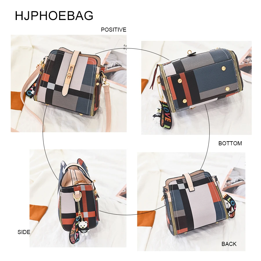 HJPHOEBAG клетчатая сумка для женщин Повседневная сумка на плечо Дамская PU кожаная ручная сумка большая качественная сумка-мешок женская сумка-тоут YC256