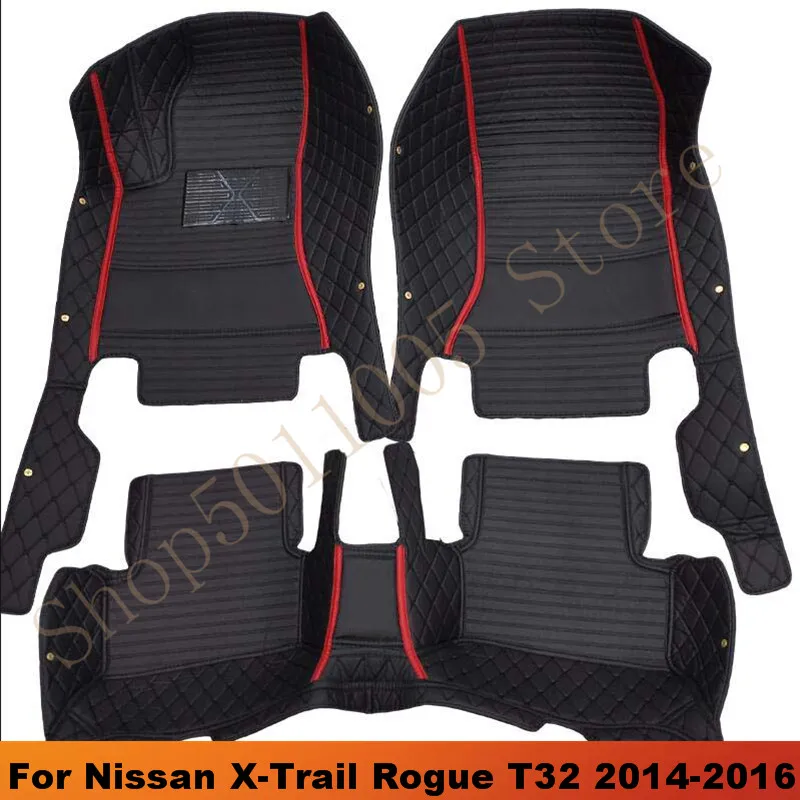 

For Nissan X-Trail Rogue T32 2014 2015 2016 xtrail Leather Car Floor Mats Custom Carpets Auto Interior Protects Accessories Mats