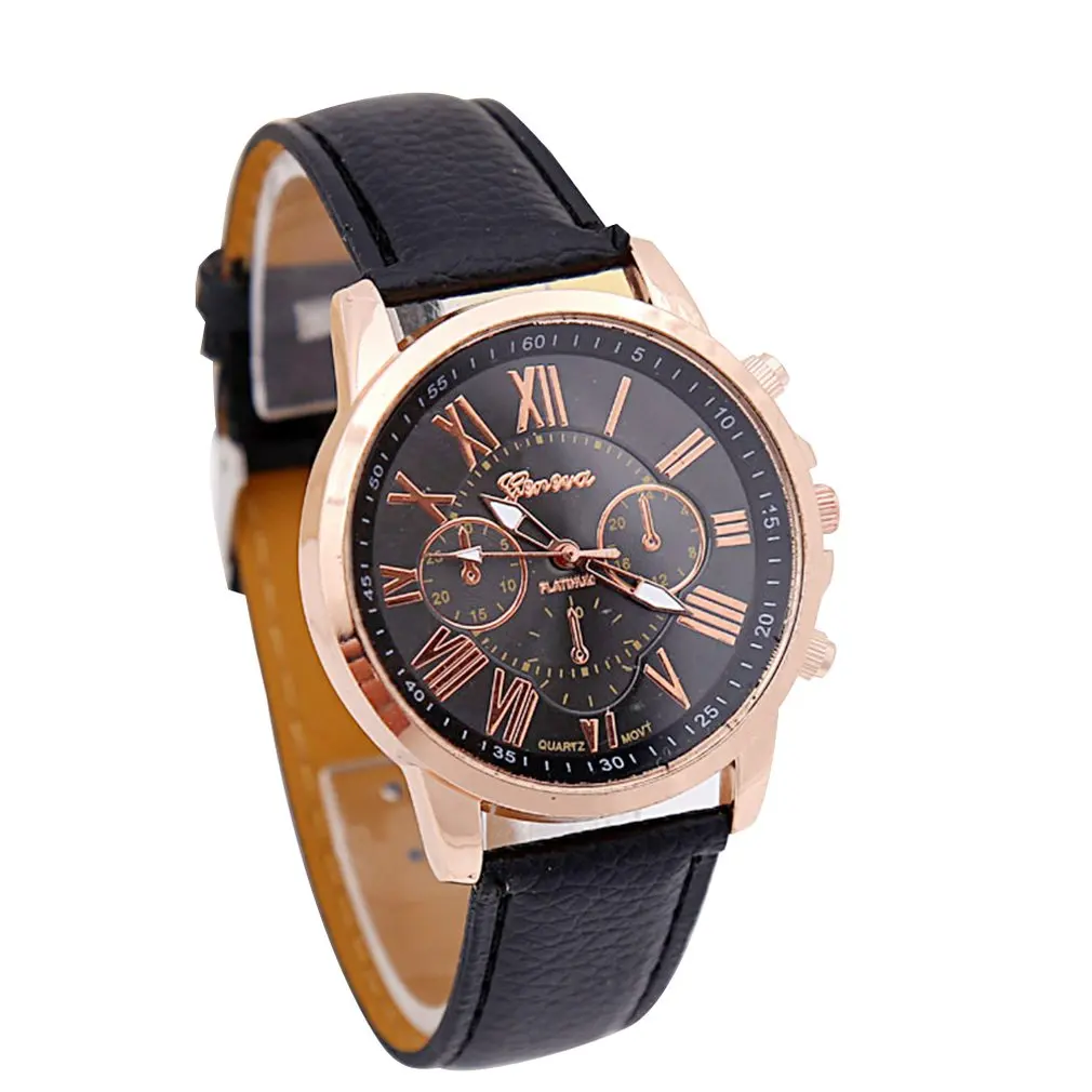 08 Fashion Brand Multi-function Analogue Round Big Dial Quartz Leather Strap Watch Wristwatch Coloful Strap - Цвет: 08