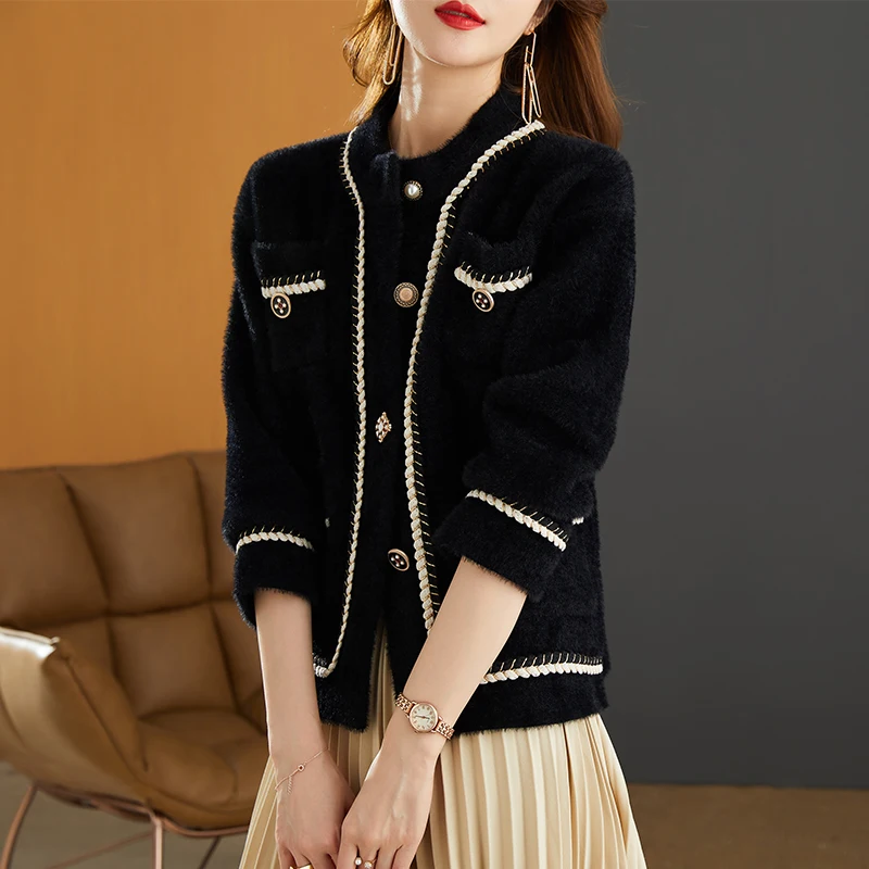 

Свитер женский с V-образным вырезом, модный Свободный эластичный хлопковый кардиган на пуговицах, повседневная одежда с длинным рукавом, ве...