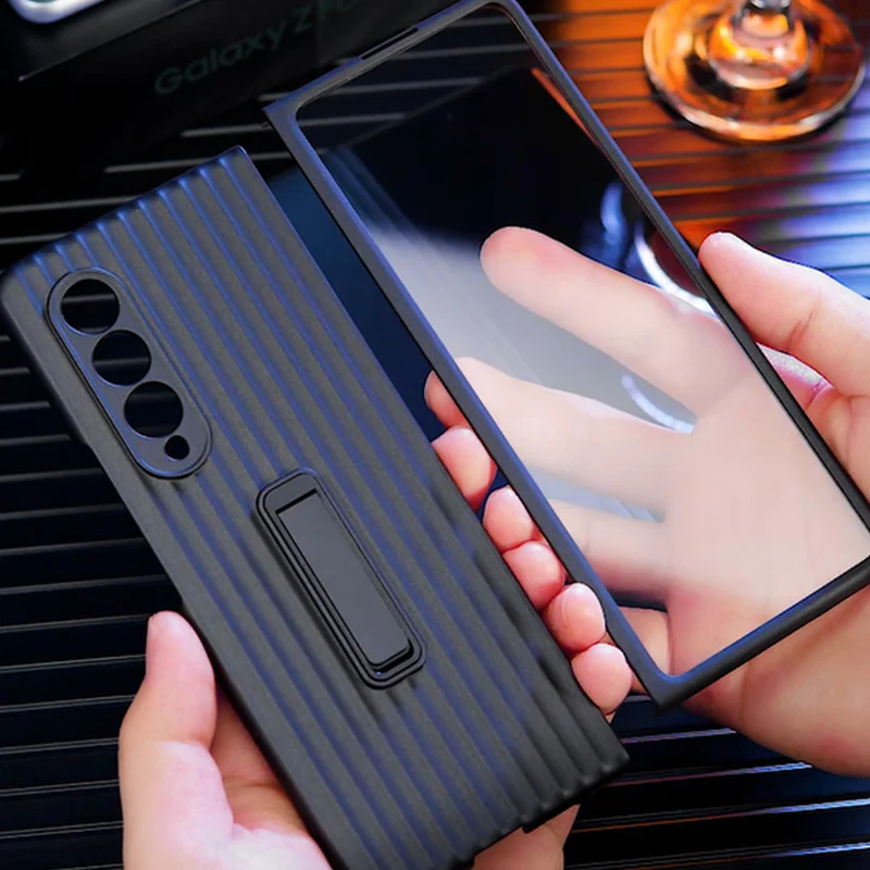 

Чехол с передней закаленной стеклянной пленкой для Samsung Galaxy Z Fold 3 5G, Ультратонкий Пластиковый чехол из поликарбоната для Samsung Z Fold 3