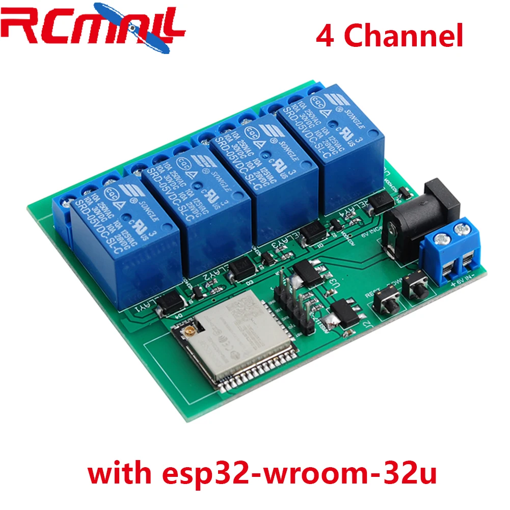 

RCmall ESP32S 4-канальный независимо управляемый Wi-Fi Bluetooth-совместимый релейный модуль с фотоэлементами
