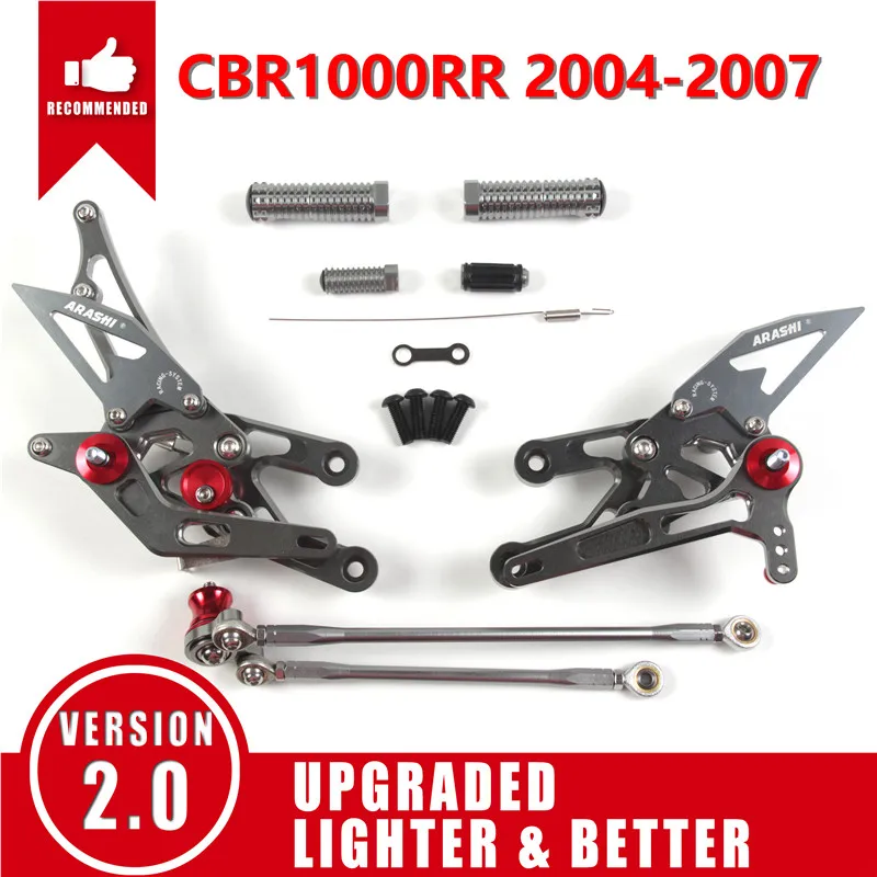 Gray 2004-2007 Араши для HONDA CBR1000RR 2004- с ЧПУ Регулируемая подножка Rearsets подножка CBR1000 CBR 1000 RR 2012 2013 - Цвет: Gray 2004-2007