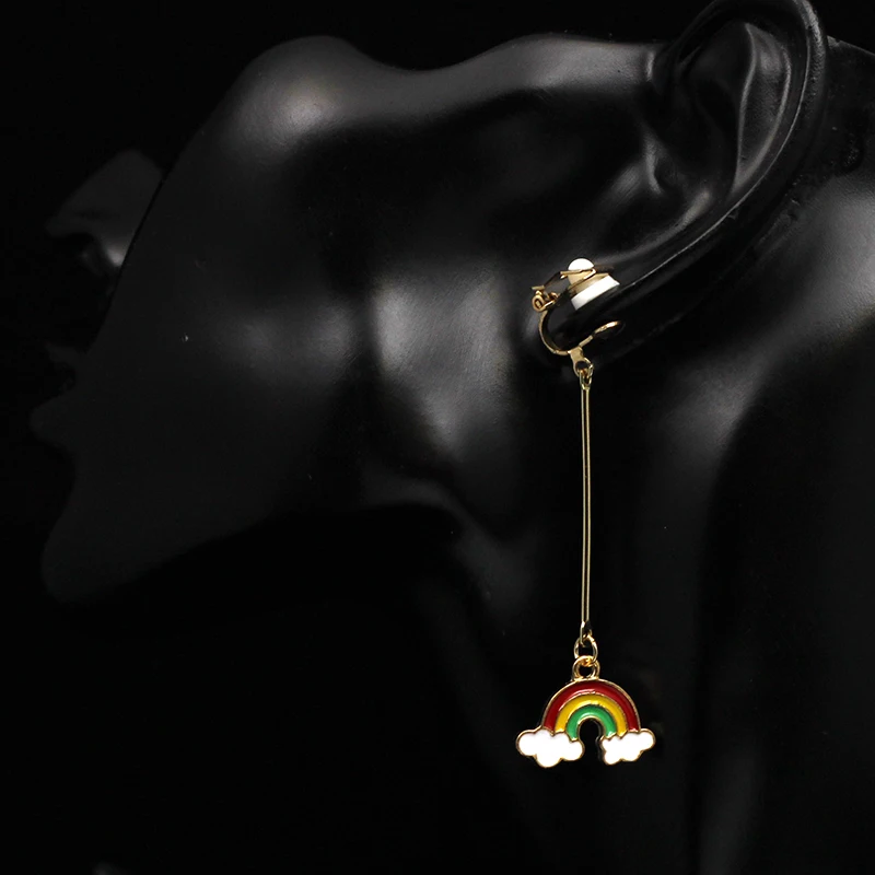 Клипсы с радужными облаками без пирсинга серьги-манжеты Радуга отверстий клипсы
