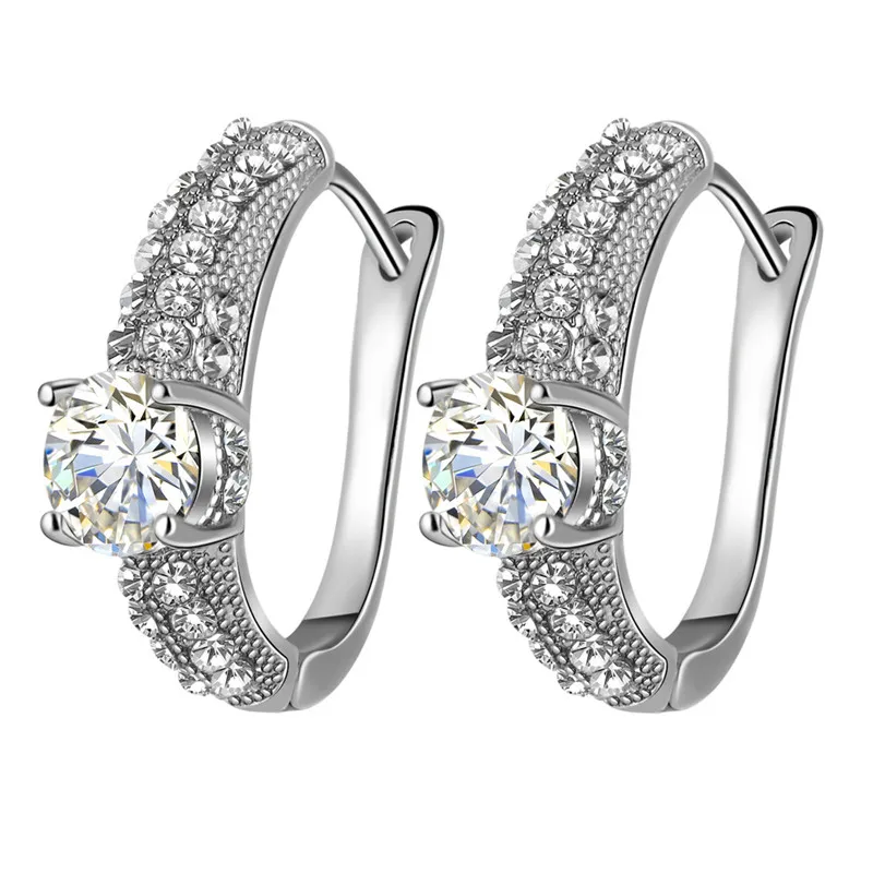 

Elegant Female Round Crystal Jewelry Set Classic Silver Color Bridal Jewelry Set Luxury Love Wedding Jewelry Sets For Women