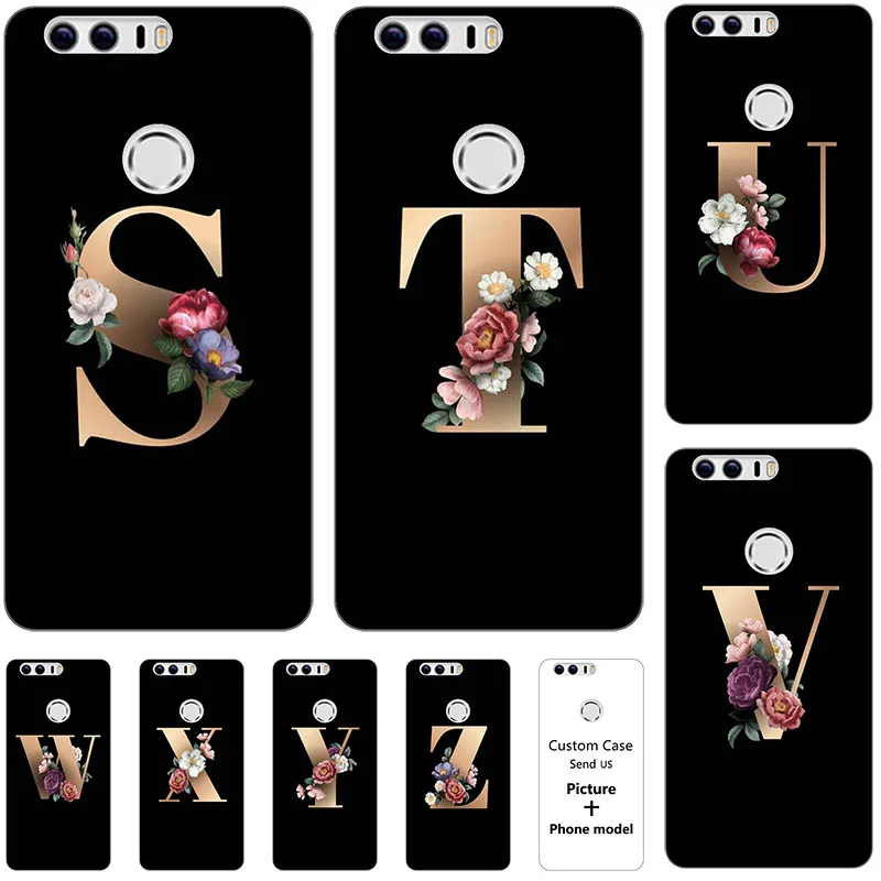 Чехол с 26 цветами и надписью на английском языке, Оригинальный чехол на заказ для Huawei Honor 8 FRD-L19 FRD-L14 5,2 дюйма, мягкий силиконовый чехол