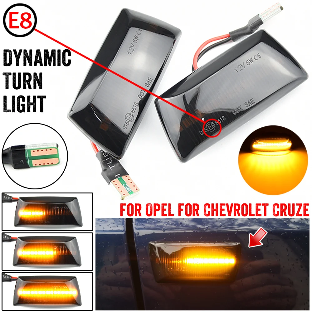 

2pcs For Opel Insignia Astra H Zafira B Corsa D For Chevrolet Cruze Dynamic LED Car Side Marker Lights Repeater Signal Lights