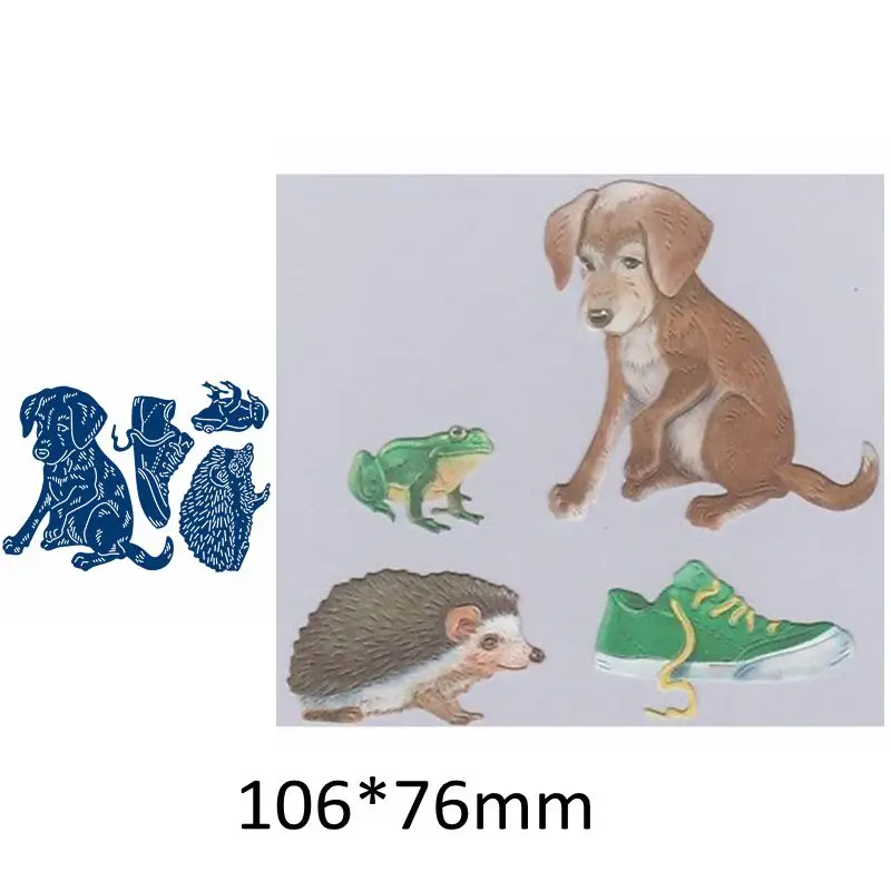 Милая собака Ежик лягушка Shose металлические режущие штампы Самодельные открытки