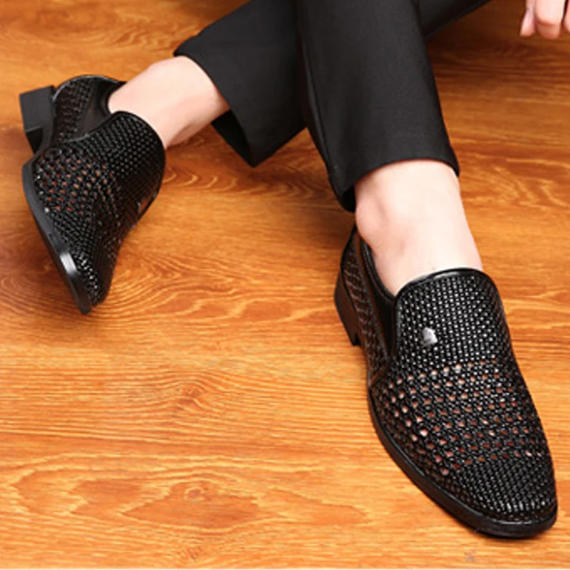 Мужские кожаные сандалии летняя повседневная обувь мужские слипоны фальшивые