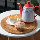 Большой Настольный коврик, круглая овальная подстилка из натурального ротанга, ручная работа, искусственные коврики, украшение стола для столовых приборов в отеле