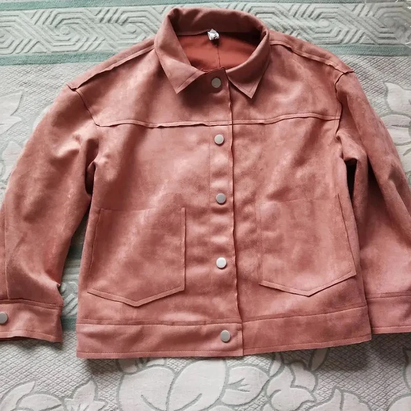 

Spring Autumn women faux Suede leather short jackets vintage loose large size female coats casual Single Breasted outwear jacket