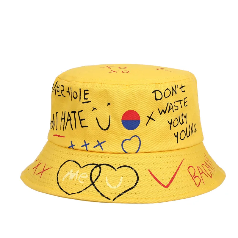 Панама женская хлопковая с принтом Повседневная Уличная шапка в стиле хип-хоп