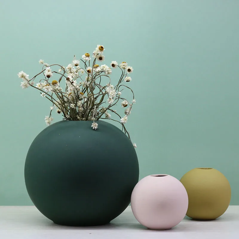 Ваза керамическая шаровая ваза для домашнего декора круглая гостиной цветочный