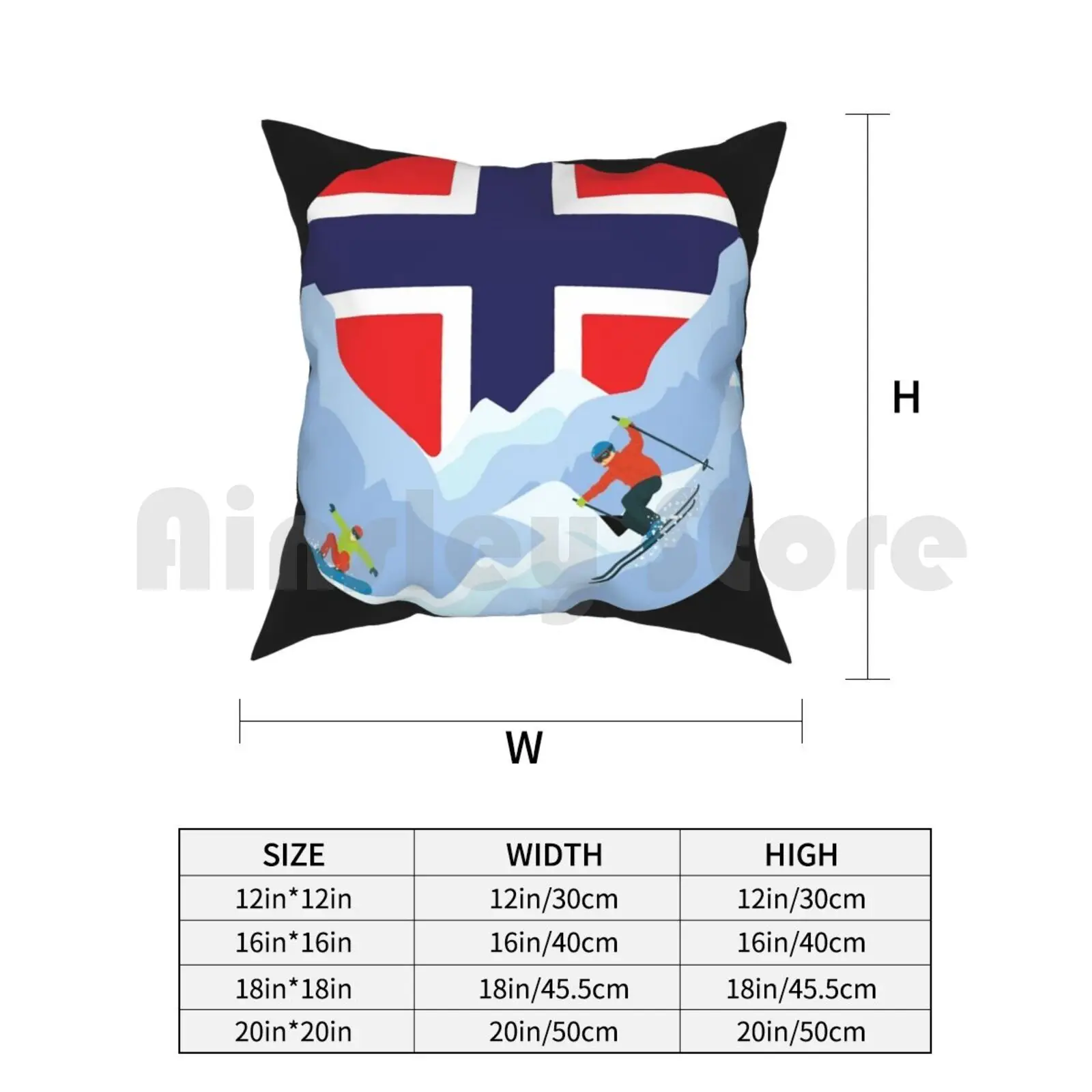 Зимними видами спорта в Норвегия Подушка Чехол с принтом домашняя мягкая подушка