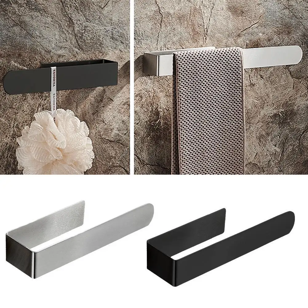 

Steel Towel Storage Holder Bathroom Towels Rack Hanger Black Silver Punch Free Towel Rack Hanger Kitchen Storage Shelf