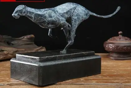 

Tooarts Leopard Bronze Figurines Modern Metal Artificial Statue Craft Animal Sculpture for Office Home Decoration Accessories