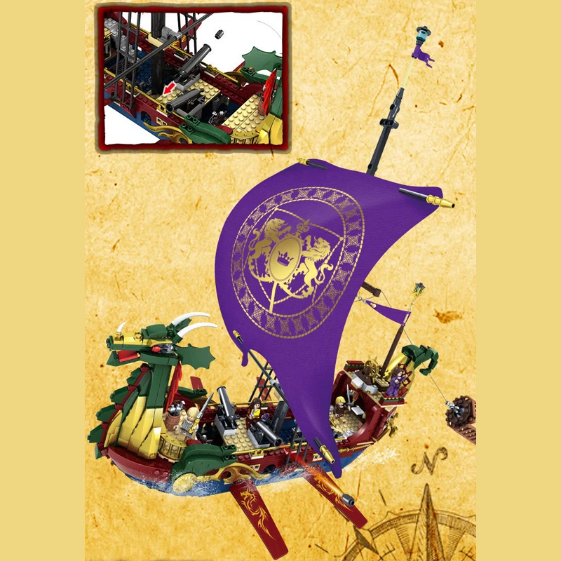 Sub Legend A Pirate Boat Series Children Parenting Beneficial Wisdom Assembling Building Blocks Toys |