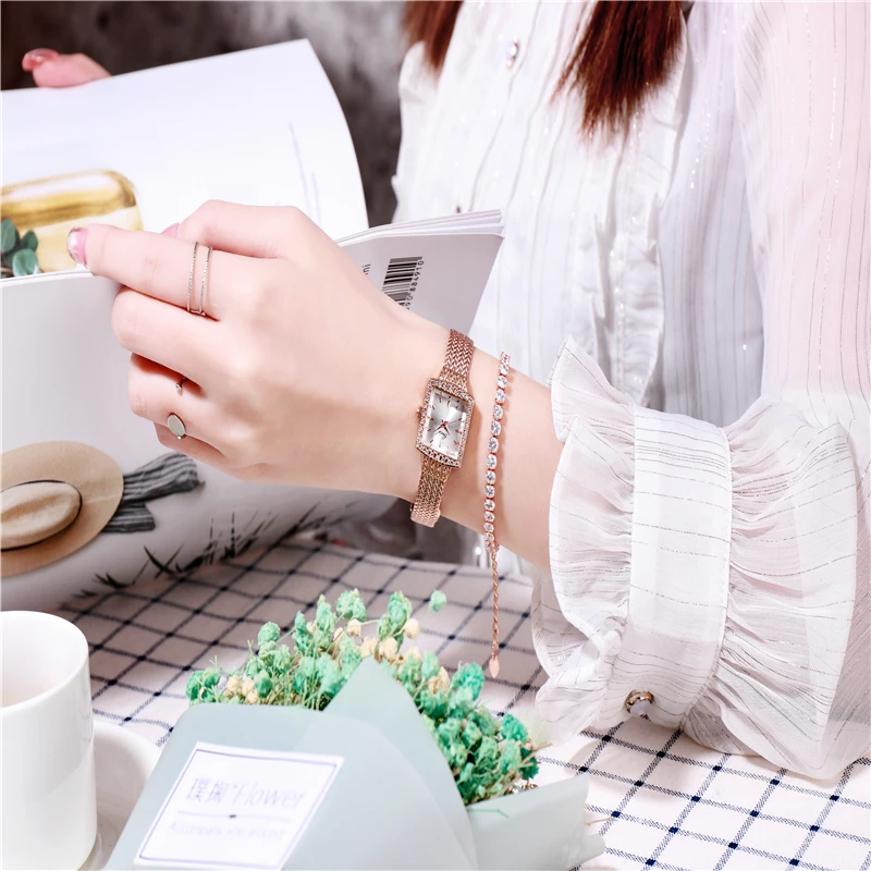 

Часы женские кварцевые, с сеткой из нержавеющей стали, водонепроницаемые