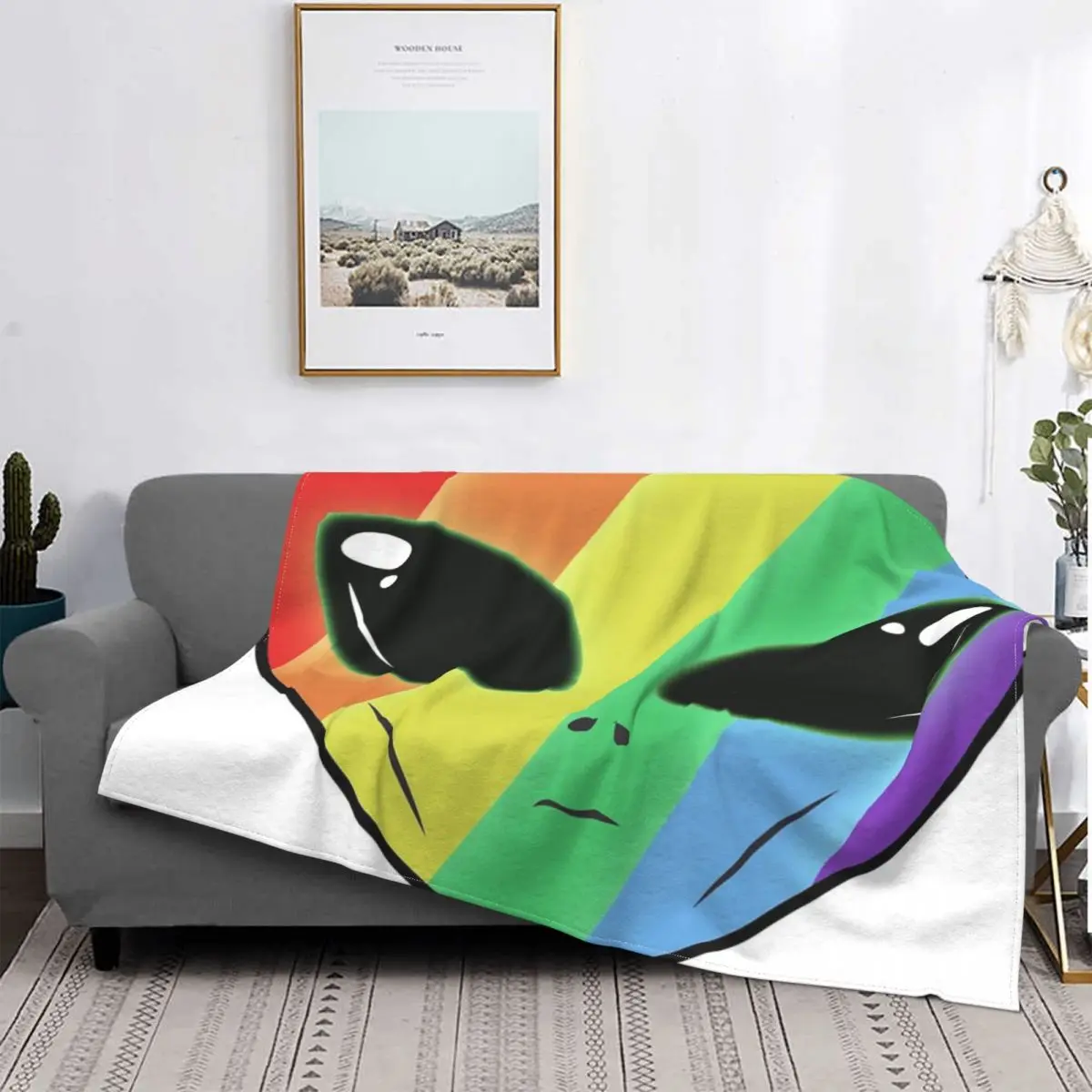 

Manta Alien ЛГБТ-де-аркоирис, colcha para cama a cuadros, manta double de algodón y lino