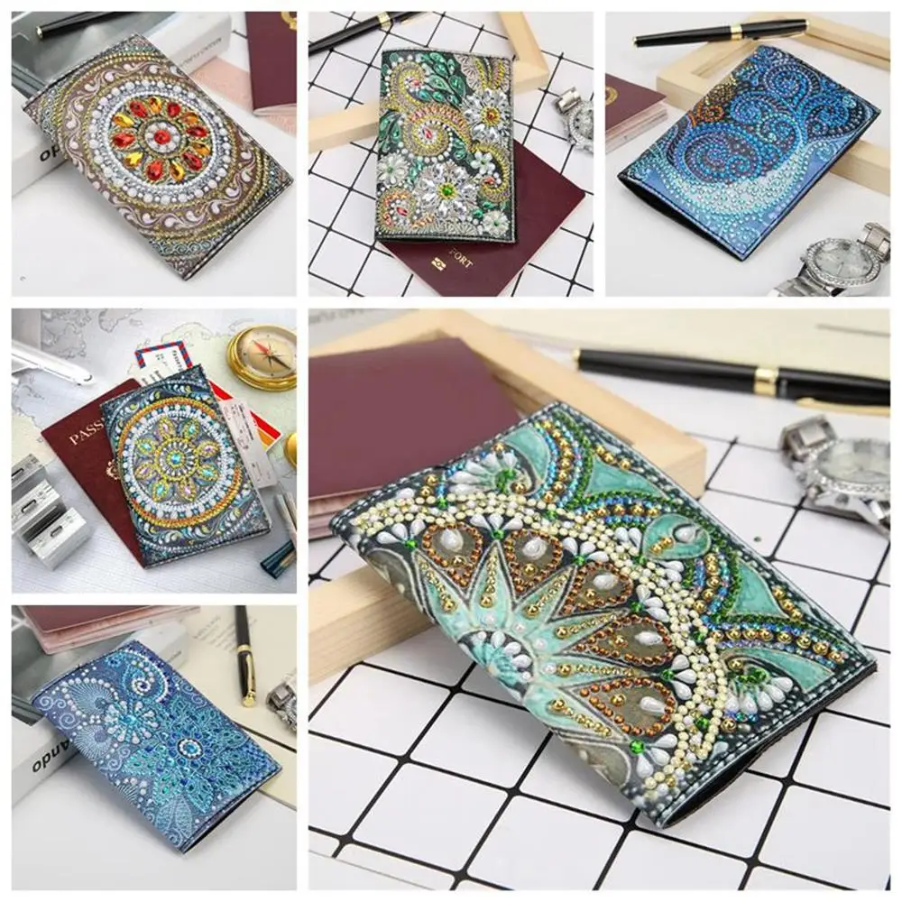 

63Pcs DIY Classic European Style Diamond Painting Passport Book Case Cover Diamond Embroidery Wallet Credential Book Case
