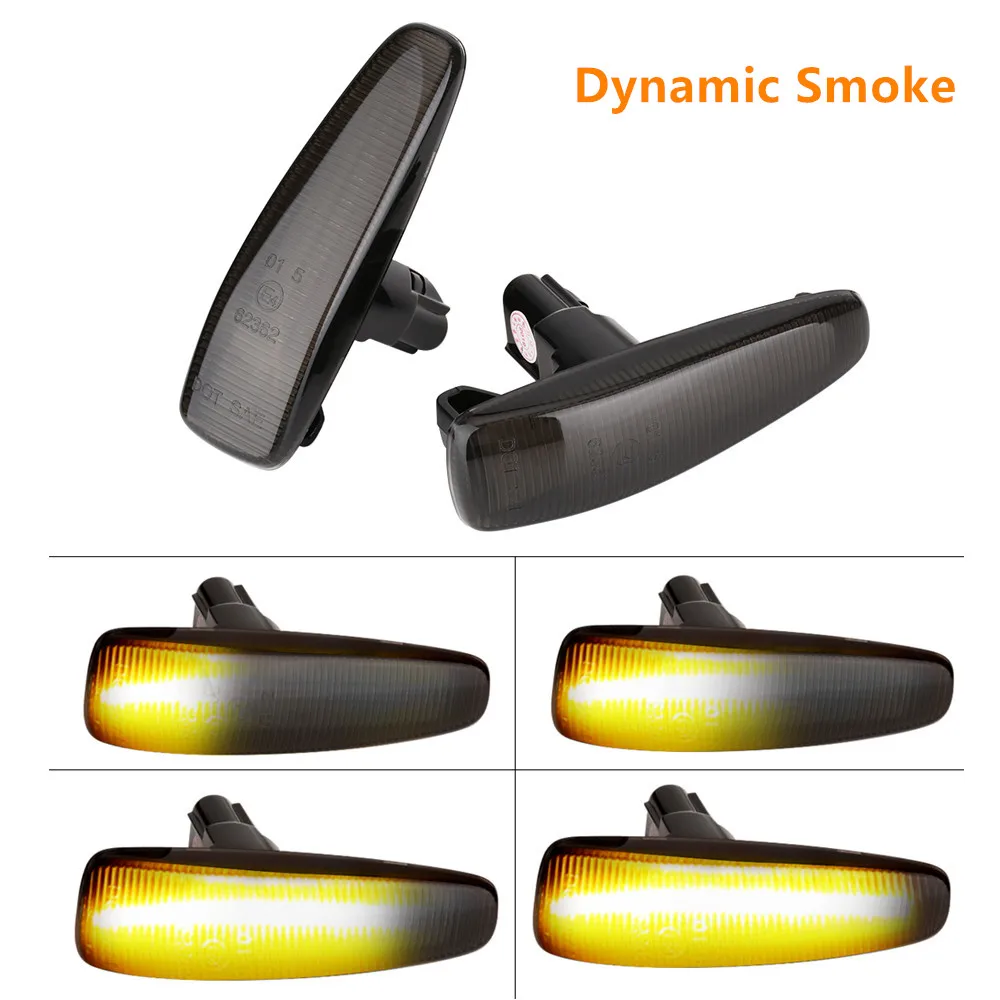 dynamic Smoke 2 шт. светодиодный динамический Боковой габаритный фонарь последовательный указатель поворота поворотник светло-Янтарный Желтый 8351A001 для Mistubish Lancer EVO X - Испускаемый цвет: dynamic Smoke