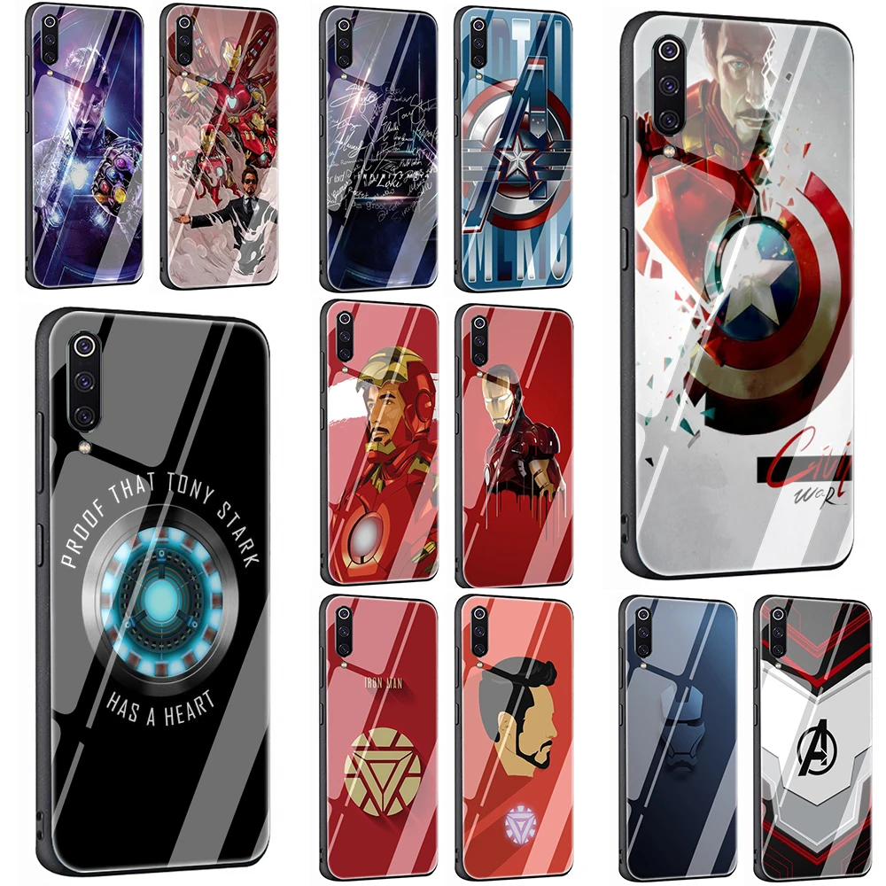 Чехол для телефона из закаленного стекла с супергероем Marvel Железный человек Xiaomi