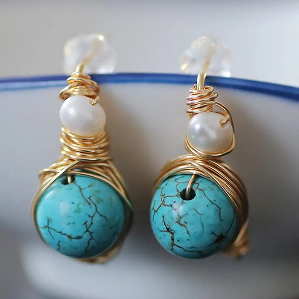 Старинный зеленый камень натуральный пресноводный жемчуг ухо висячие серьги