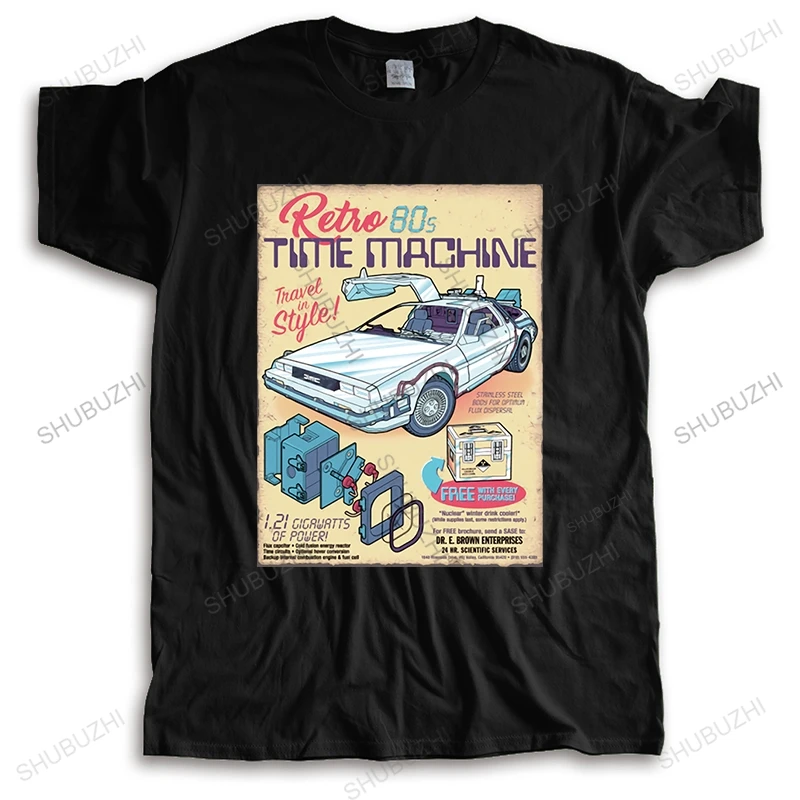 

new arrived men summer cotton loose cool t-shirt black Retro Time Machine Brown Back To The Future fashion tee-shirt man tee