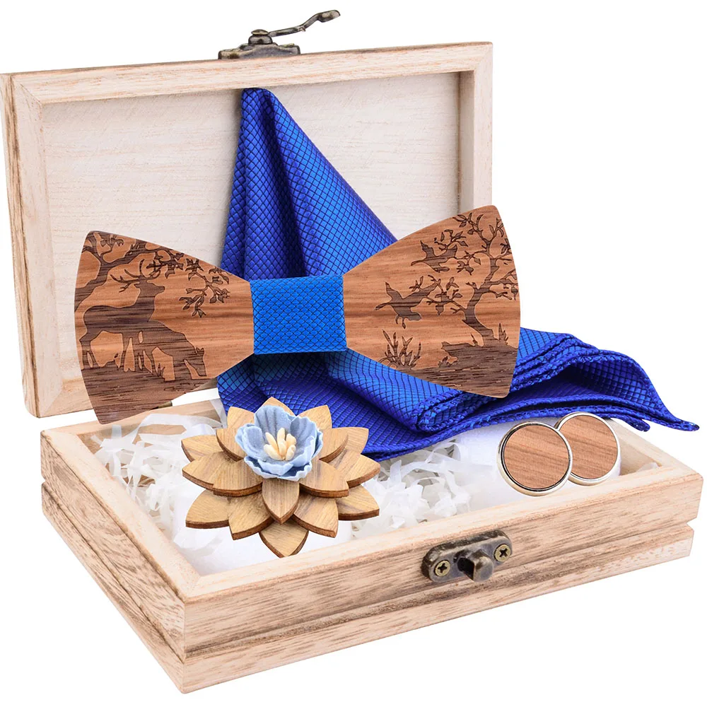 Деревянный галстук-бабочка носовой платок запонки наборы брошей для жениха