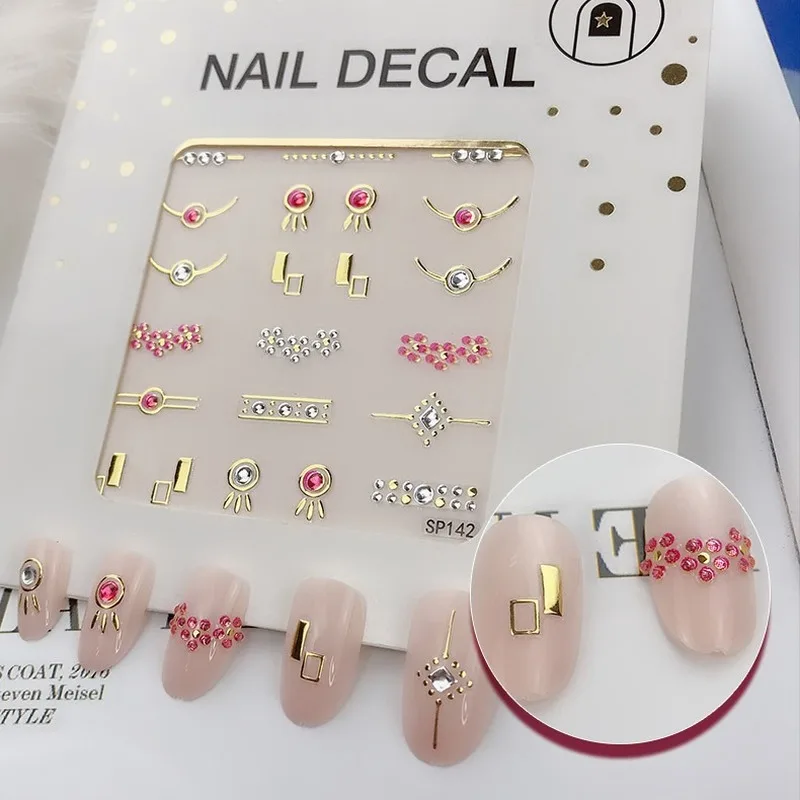 Мини наклейки для ногтей в виде цветов Стразы DIY Набор наклеек Самоклеящиеся 3D