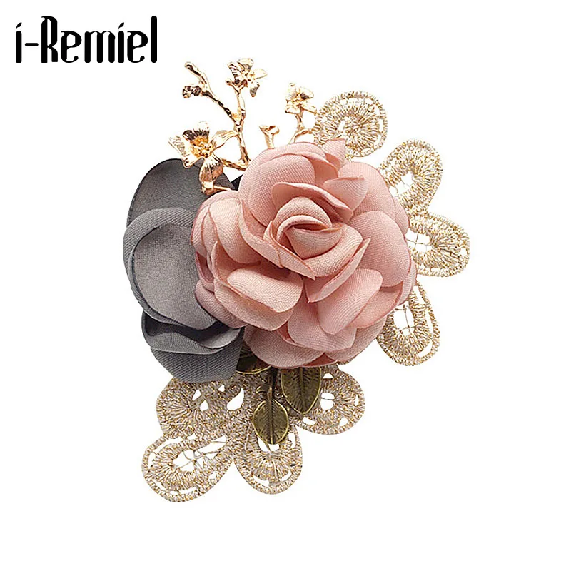 Я Remiel дышащая корейская ткань искусственный цветок брошь на булавке для Женская