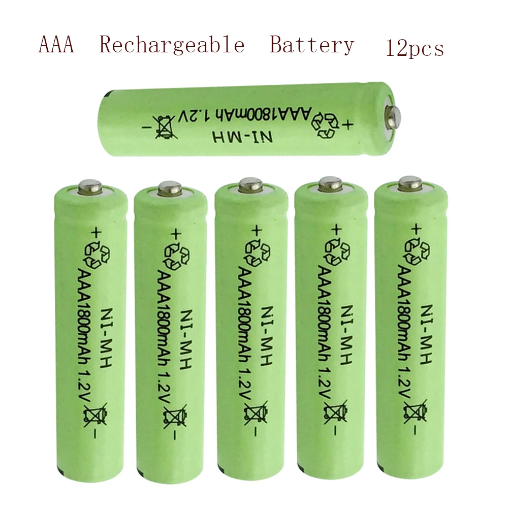 

AAA 1.2V 1800mAh 12PCS 3A Ni-MH Rechargeable Battery Nickel-metal Hydride Batteries For Remote Control Toy