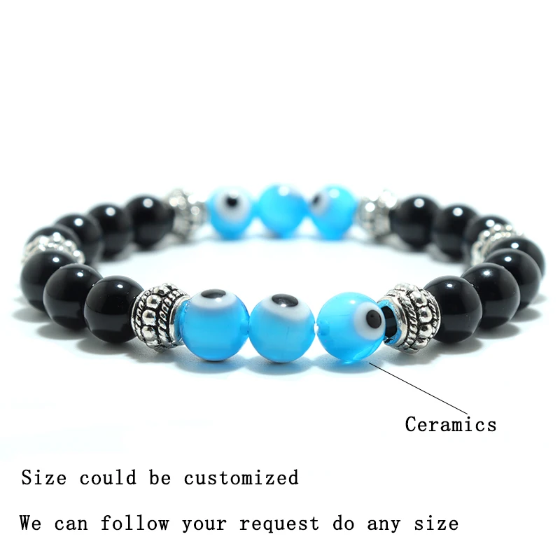 Fashion Strand Bracelet Mens Women High Quality Ceramics Beads Braslet Evil Eye Braclet 100% Natural Tiger Eyes Brazalete Gift |