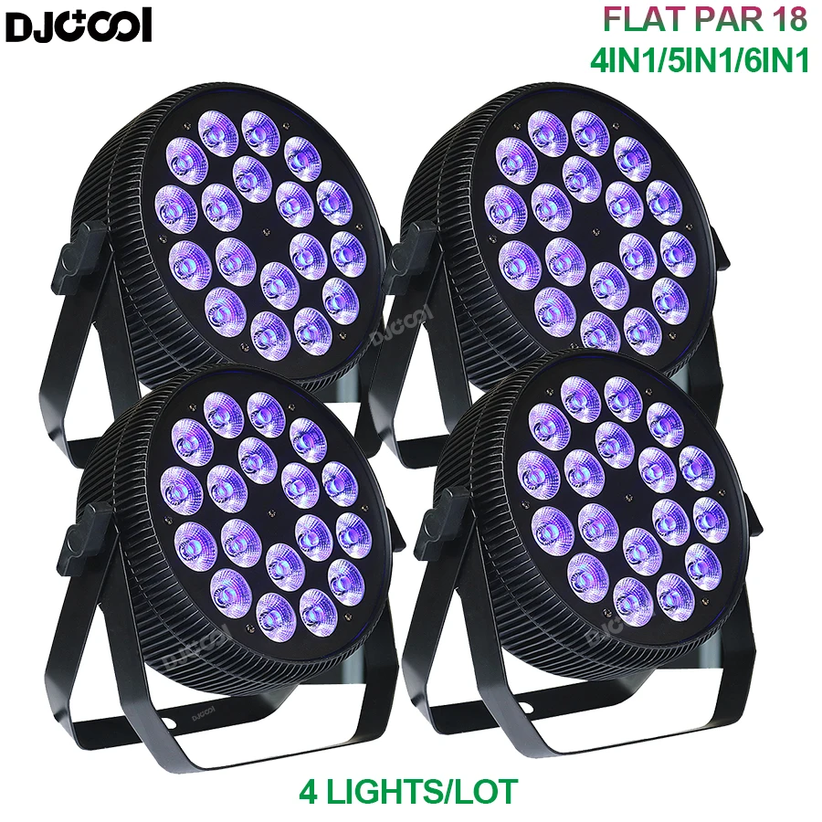 Бесплатные долг 4x плоский светодиодный Par Светильник литой Алюминий 18/12 RGBW 4in1