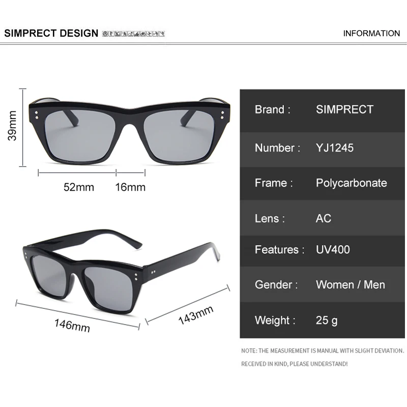 

SIMPRECT Square Sunglasses Women 2020 Luxury Brand Designer Retro Sunglasses Men Vintage Sun Glasses For Men Shades For Women