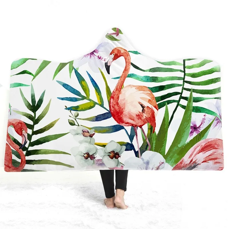 Фламинго с капюшоном одеяло vs розовый для женщин Рождественский подарок ребенка