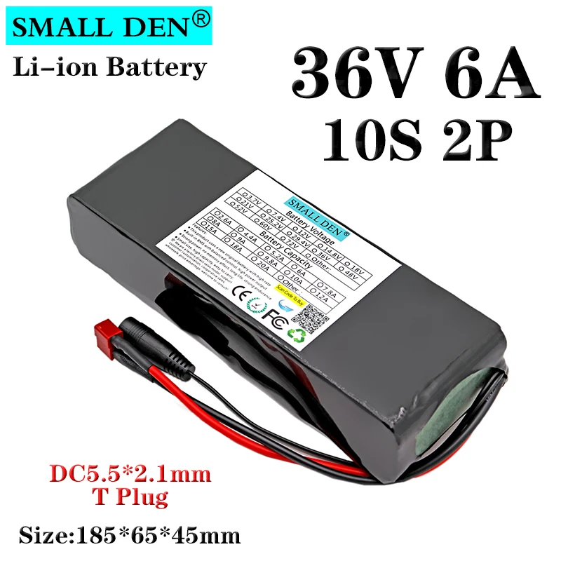 

36 в 6 Ач 18650 литиевый аккумулятор 10S2P 6000 мАч 250-500 Вт Мотор встроенный 15 а BMS DC 42 В батареи для электрического велосипеда скутера электровелосип...