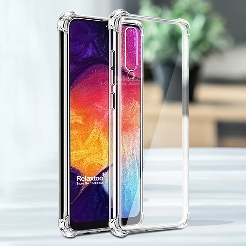 Прозрачный силиконовый мягкий чехол для samsung a50 ударопрочный чехол из ТПУ для samsung galaxy a10 a20 a30 a40 a70 a60 a40s a30s a20s m10 m20 m30 a 10 20 30 40 50 четыре угла анти-осенние Защитные чехлы для теле