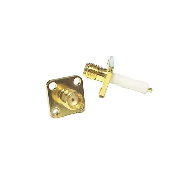 

1pc NEW SMA Female Jack RF Coax Modem Convertor Connector 4-hole Flange Solder Post Straight Insulator Long 15mm Goldplated